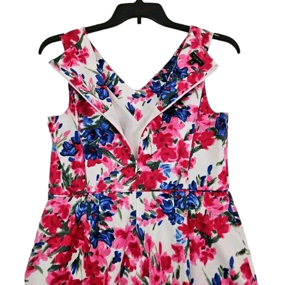 TALBOTS ~Woman Size 8~ White Floral Cotton Dress Fully Lined NWOT. - Picture 6 of 9